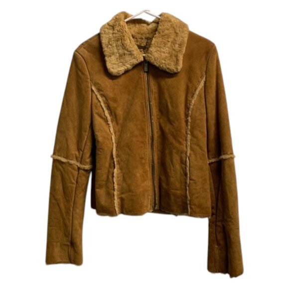 Winlit Jackets & Blazers - Winlit Faux Suede Western Jacket Women’s Small Brown Faux Fur Trim Vintage Style